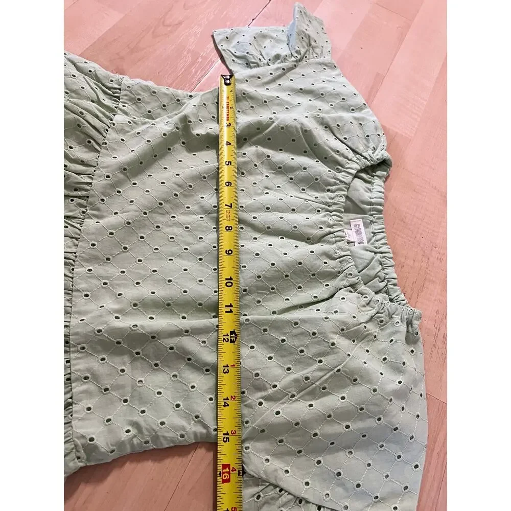 Gymboree Green Eyelet Tiered Dress Girls Size L 10-12 Cotton Summer Chic casual